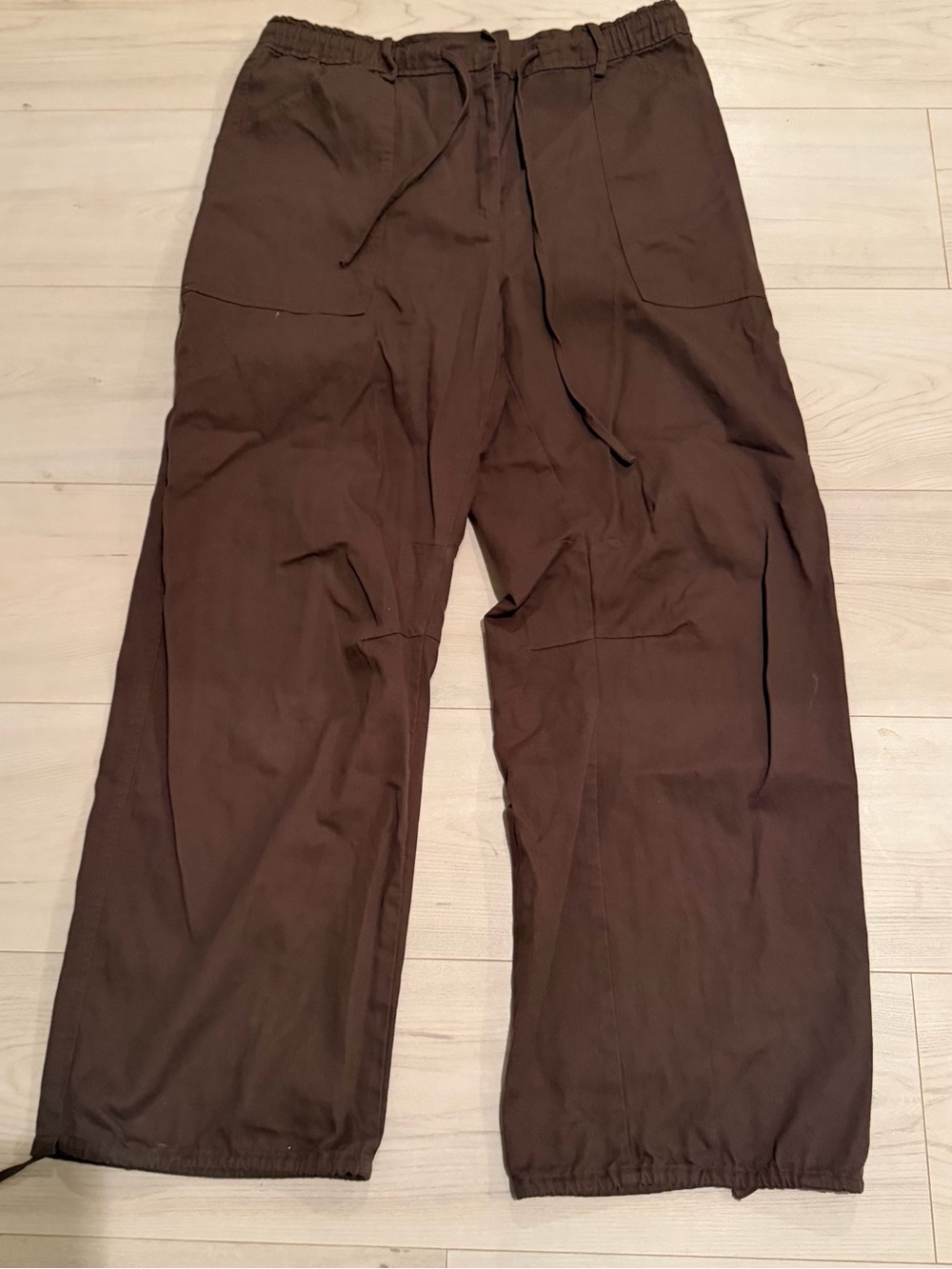 Faithfull the Brand Wide Leg Drawstring Pants in Brown